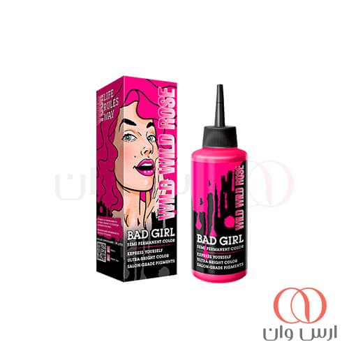 شامپو رنگساژ بد گرل Bad Girl رنگ صورتی باربی مدل Wild Wild Rose حجم 150 میل