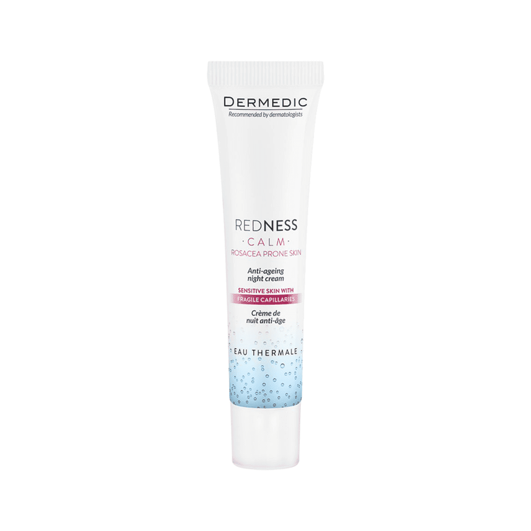 کرم شب جوانساز درمدیک ضد قرمزی و مناسب پوستهای مستعد روزاسه 40 میلی‌لیتر Dermedic Redness Calm Rosacea prone skin