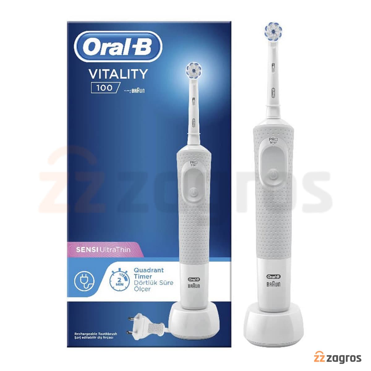 مسواک برقی قابل شارژ اورال بی Vitality D100 مدل Sensi Ultra Thin — تصویر ۴
