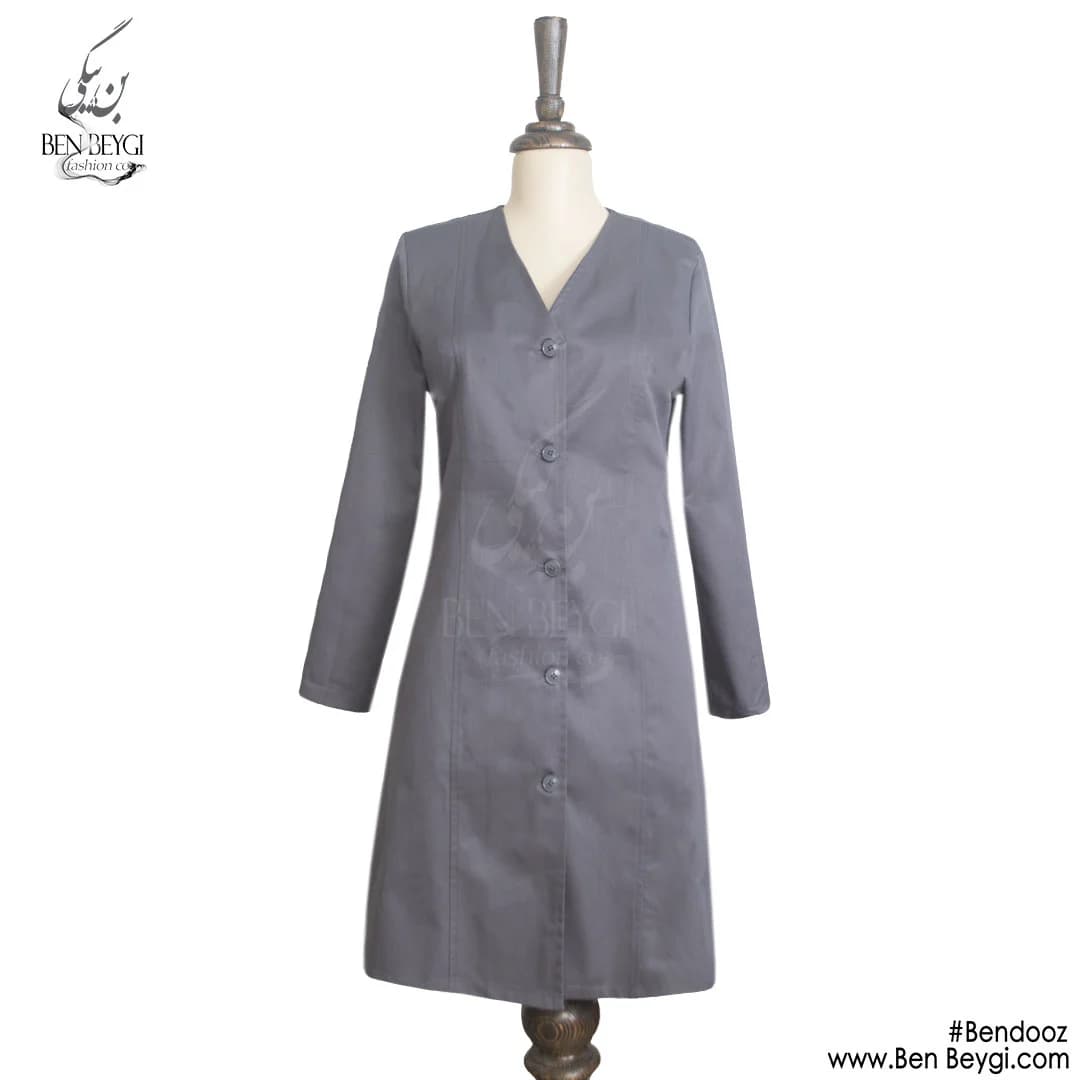 مانتو کار زنانه ساده جنس کتان یقه هفت قد 100 کد 16855