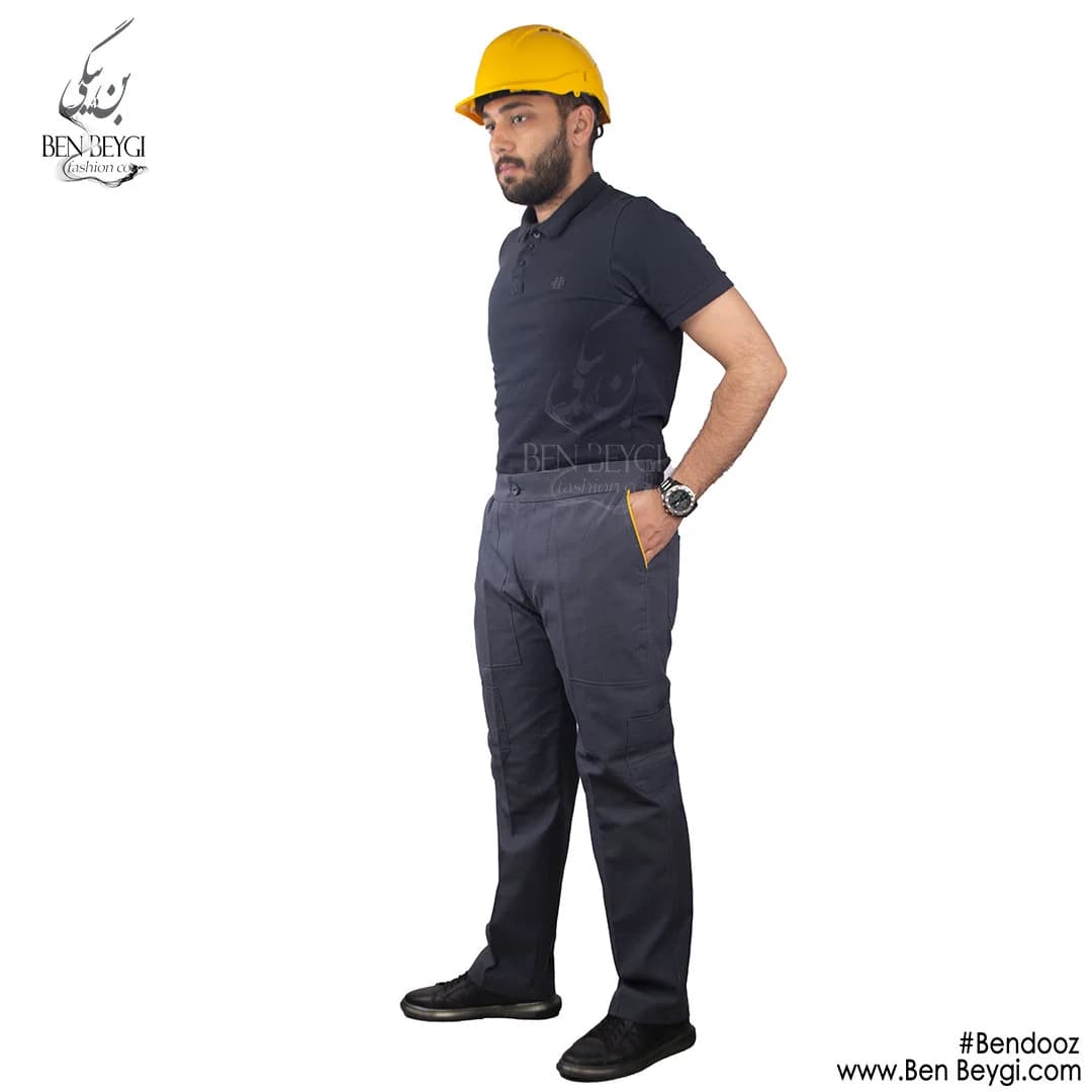 شلوار کار | پارچه کتان | شش جیب کمر پشت کش دار مغزی دوزی کد 16660