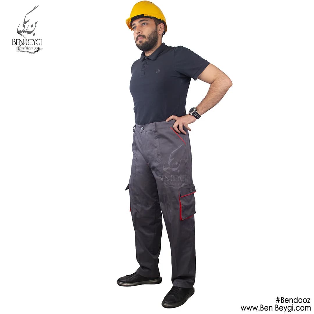 شلوار کار | پارچه کتان | شش جیب کمر پشت کش دار دوجیب پشت دو جیب بغل دوجیب زانو پاکتی کد 16657
