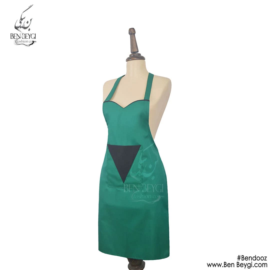 پیشبند آرایشگاهی پارچه کجراه سبز کد 16418