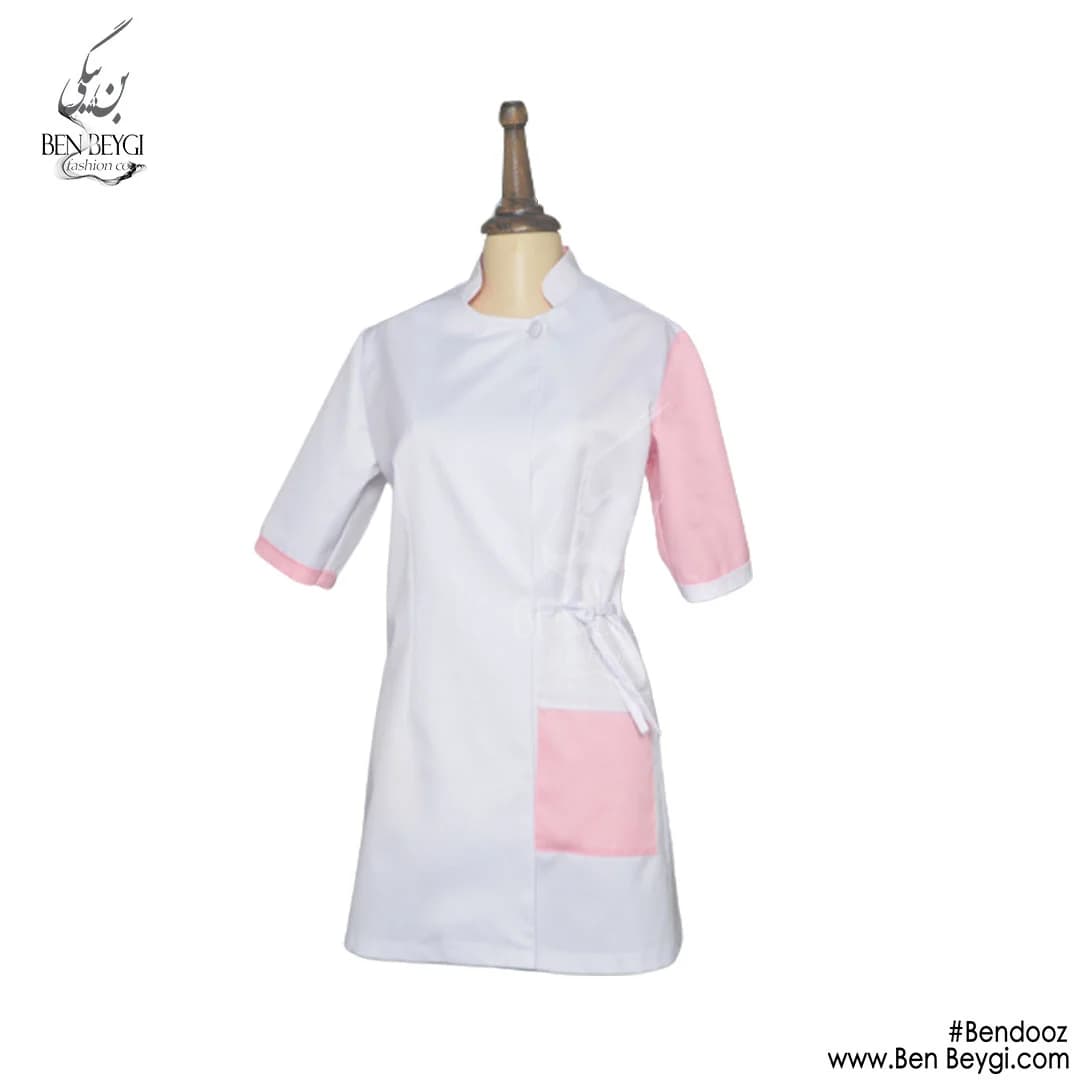 شف جکت زنانه پارچه کجراه دو رنگ سفید صورتی آستین کوتاه قد 85 کد 16154