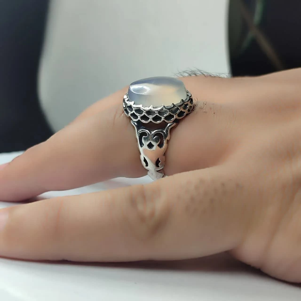 انگشتر نقره عقیق کبود کد 4212