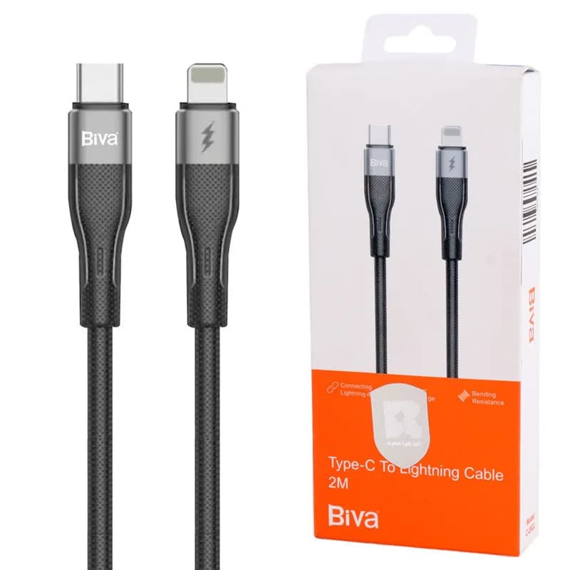 کابل لایتنینگ به Type C بیوا Biva C-20CL طول 2 متر توان 15 وات — تصویر ۳