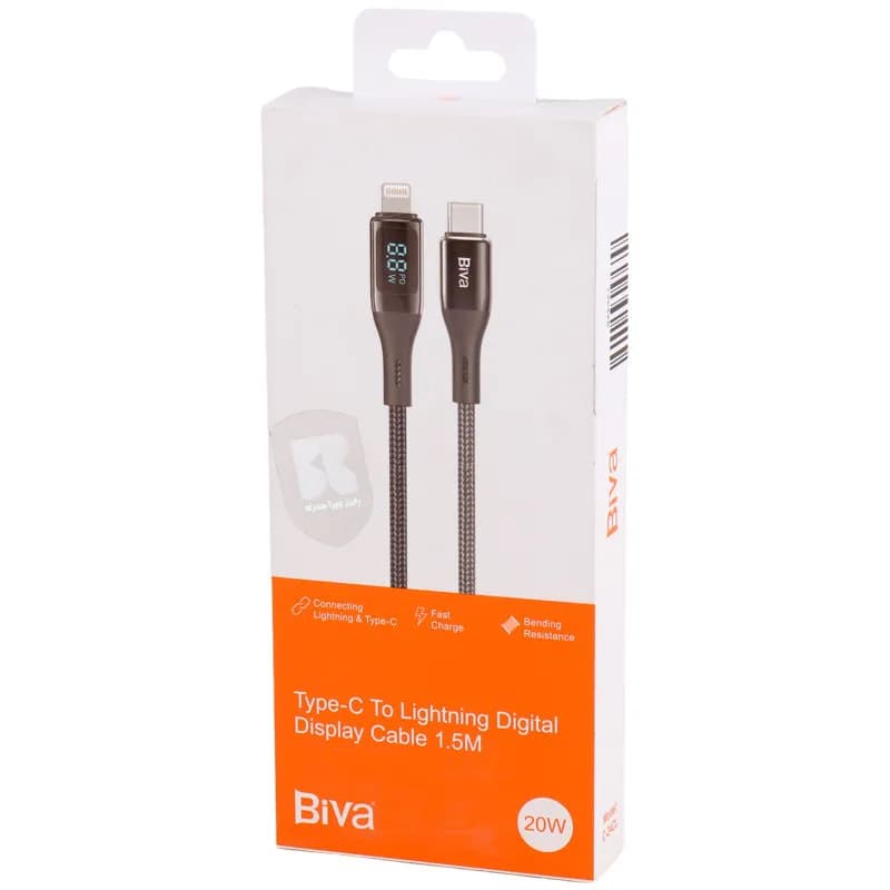 کابل لایتنینگ به Type C بیوا Biva C-24CL طول 1.5 متر توان 20 وات — تصویر ۲
