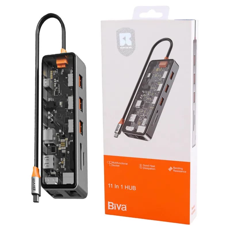 هاب 11 پورت بیوا Biva HUB-04 Type-C 11 in 1 Docking Station — تصویر ۲