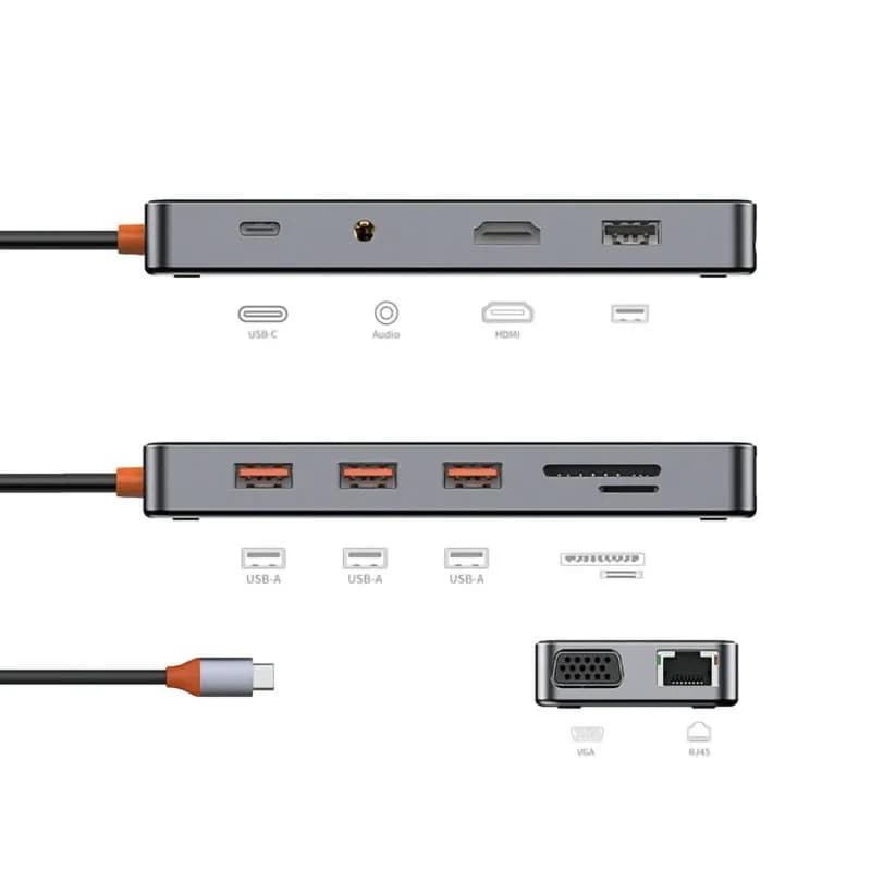 هاب 11 پورت بیوا Biva HUB-04 Type-C 11 in 1 Docking Station — تصویر ۳