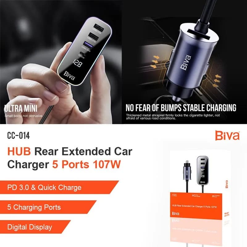 شارژر فندکی بیوا Biva CC-014 توان 107 وات — تصویر ۲