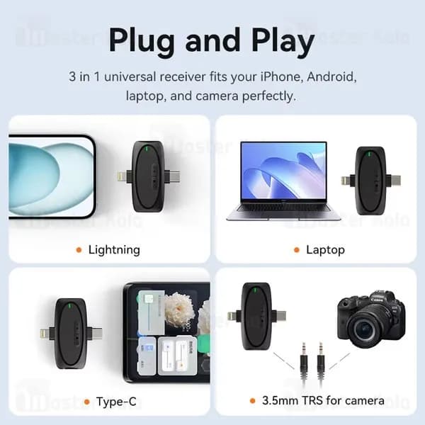 میکروفون یقه ای بیوا Biva Wireless Microphone WM-03 دارای 2 فرستنده — تصویر ۴