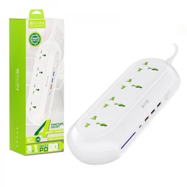 چند راهی برق و شارژر باوین Bavin PC823 دارای 3 پورت — تصویر ۲