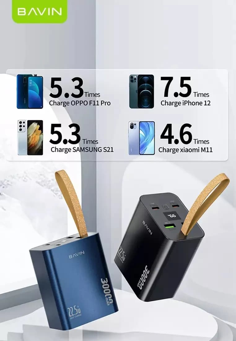 پاوربانک 30000 میلی آمپر باوین Bavin PC1008S توان 22.5 وات — تصویر ۴