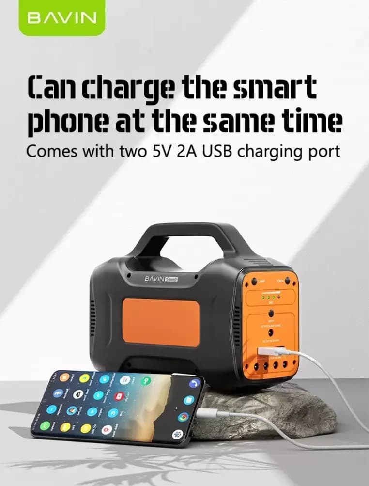 پاوربانک 12000 باوین Bavin PS03 Power Station همراه چراغ قوه — تصویر ۵