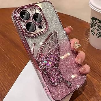 قاب گوشی پروانه آکواریومی صورتی — تصویر ۲