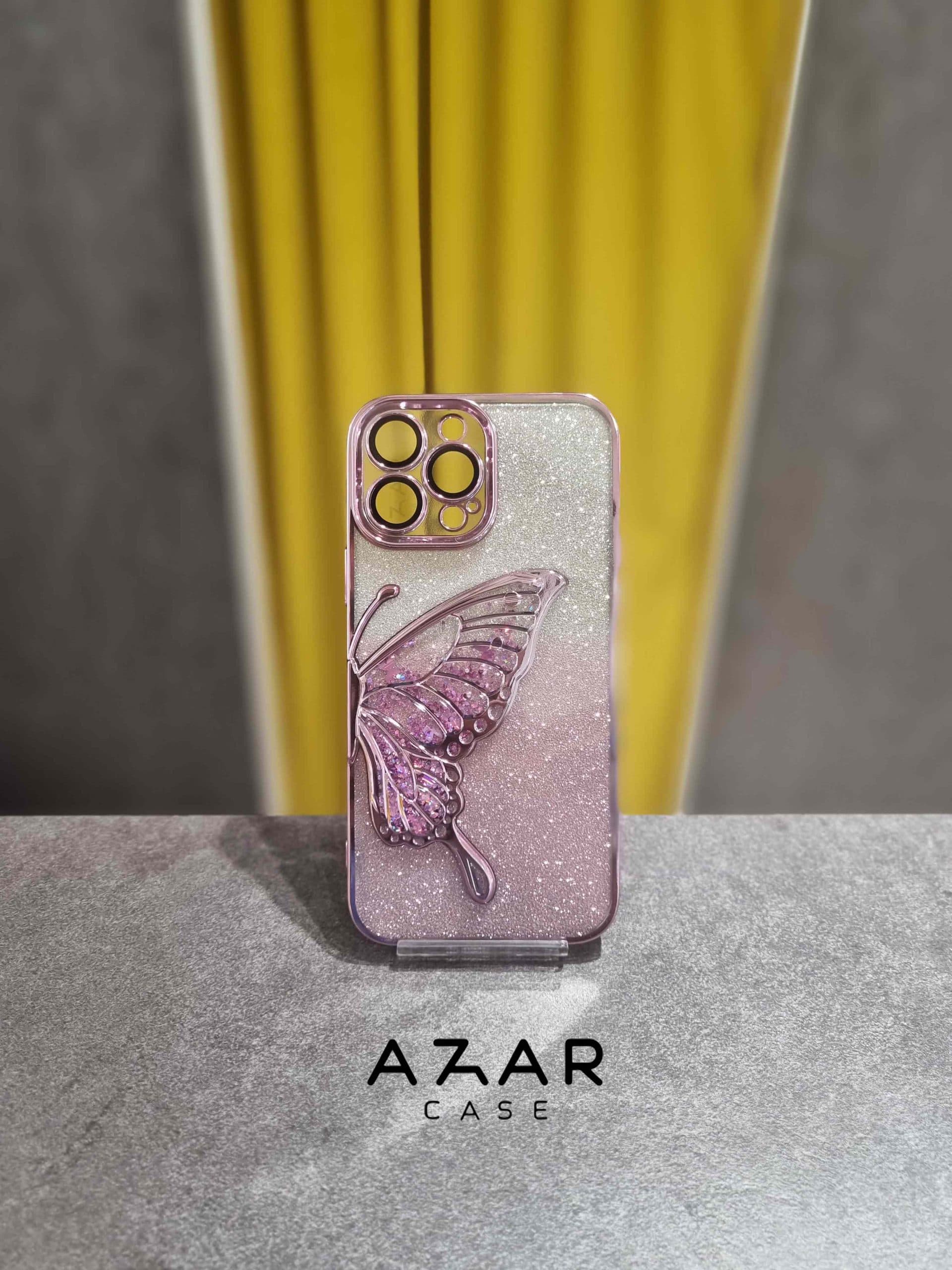 قاب گوشی پروانه آکواریومی صورتی