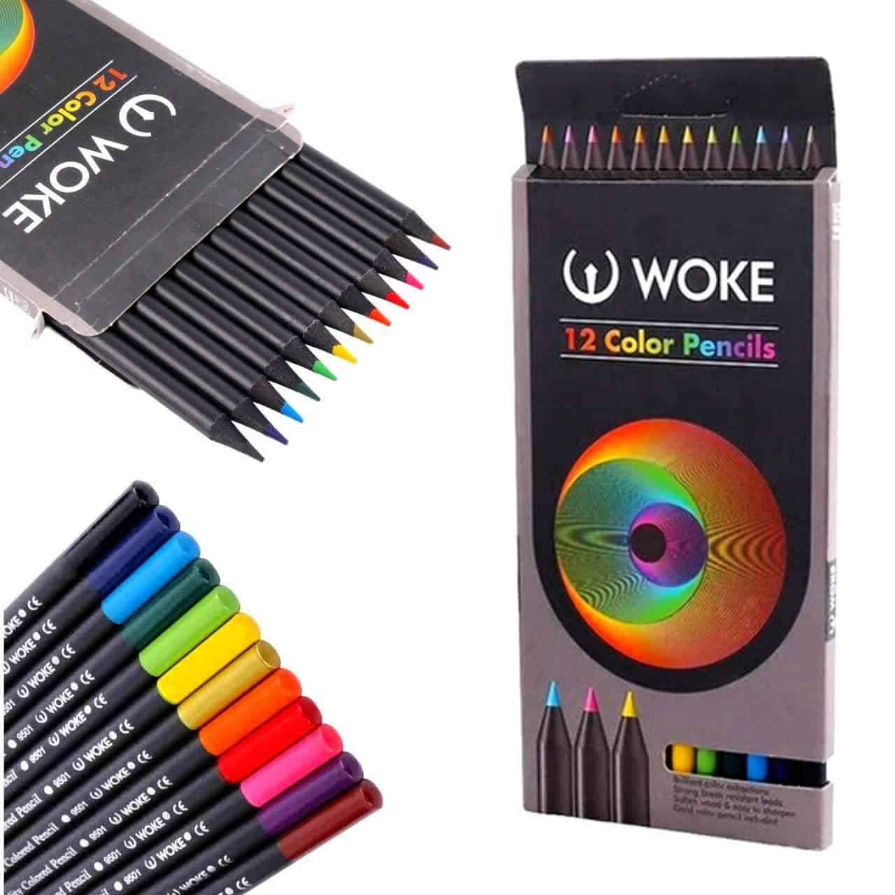 مداد رنگی ووک ۱۲رنگ چوب مشکی WOKE – کد 5210