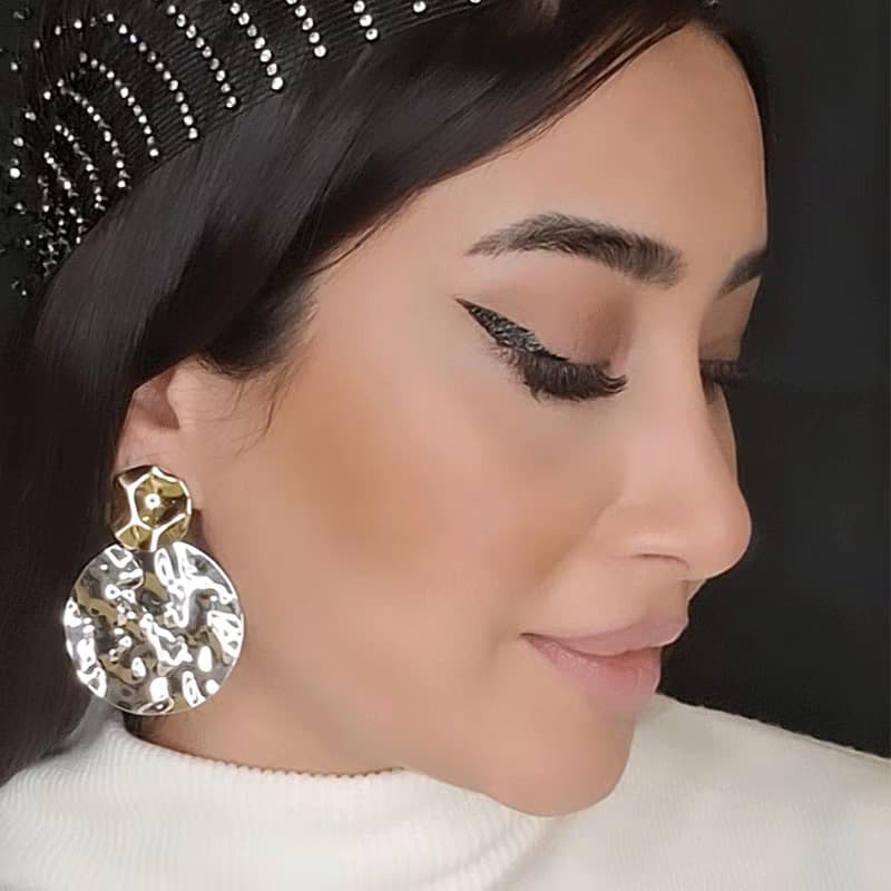 گوشواره دخترانه فشن طرح دایره دورنگ