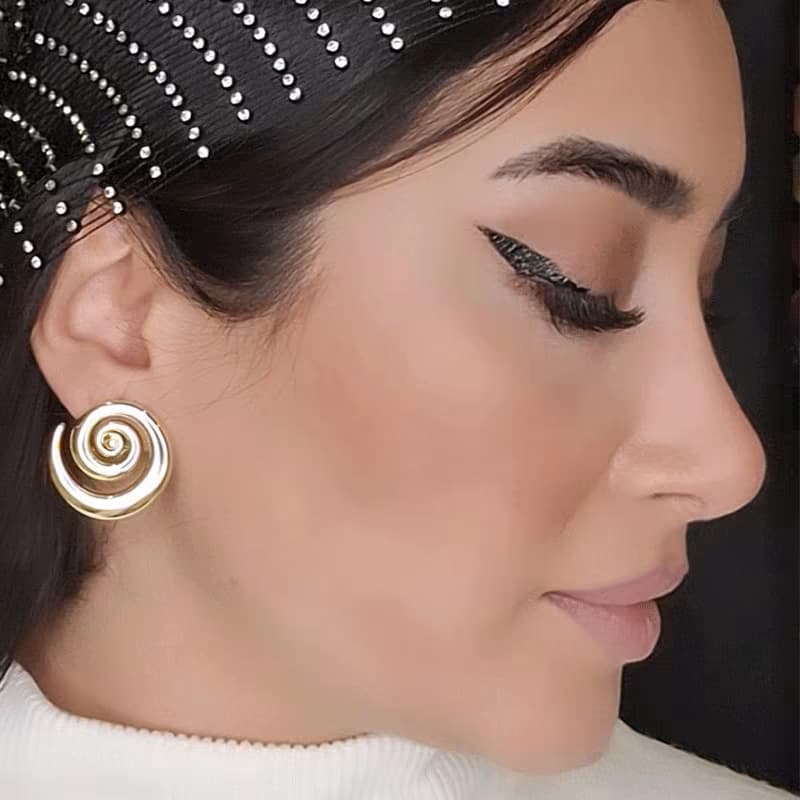 گوشواره دخترانه طرح حلزونی طلایی