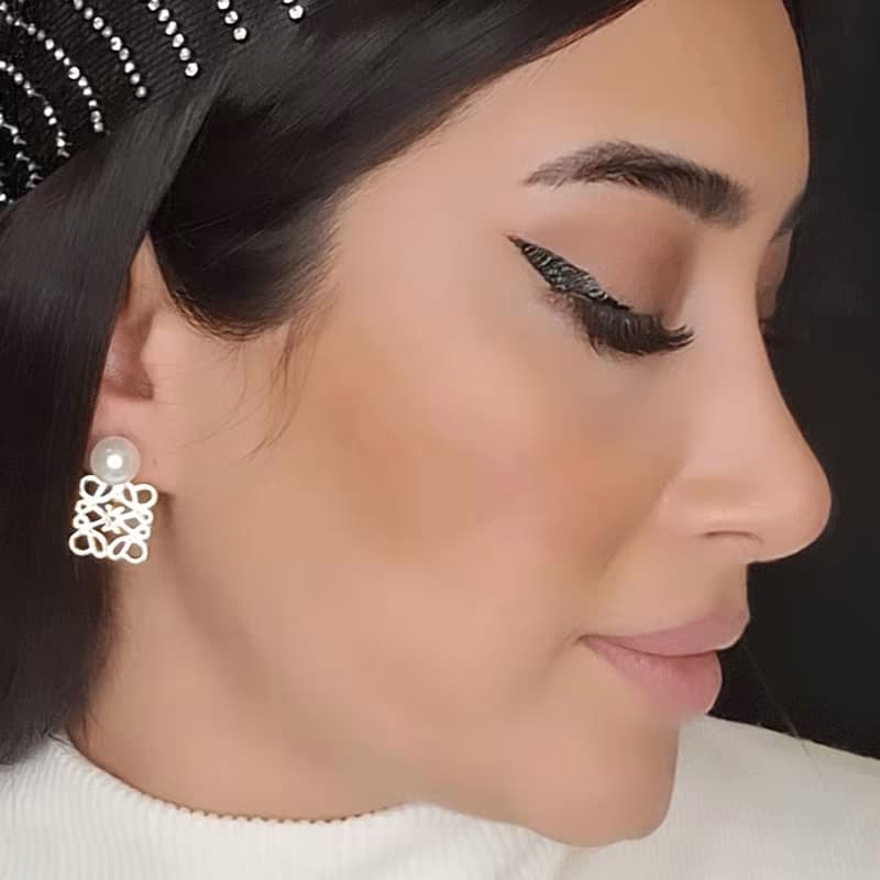 گوشواره دخترانه فشن طرح مربع رنگ طلایی