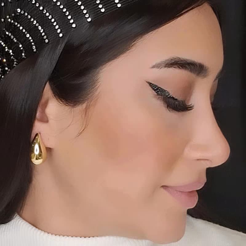 گوشواره دخترانه فشن گرد طرح آینه ای طلایی