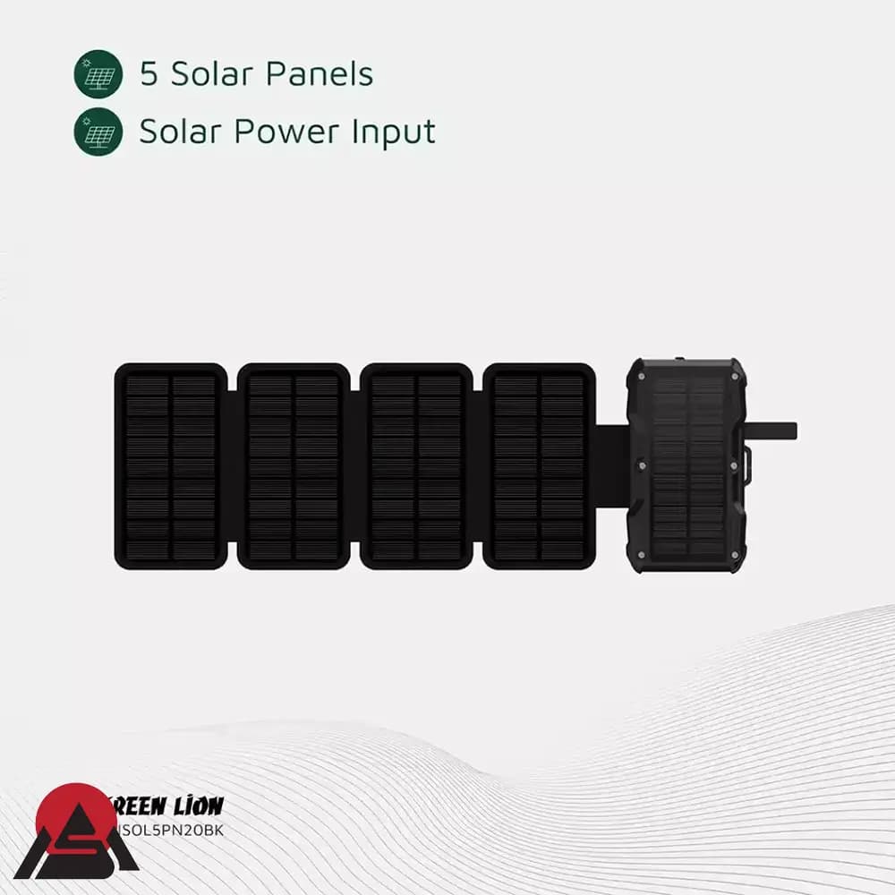 پاوربانک خورشیدی گرین لاین مدل Solar 5-Panel ظرفیت 30000 میلی آمپر ساعت — تصویر ۳