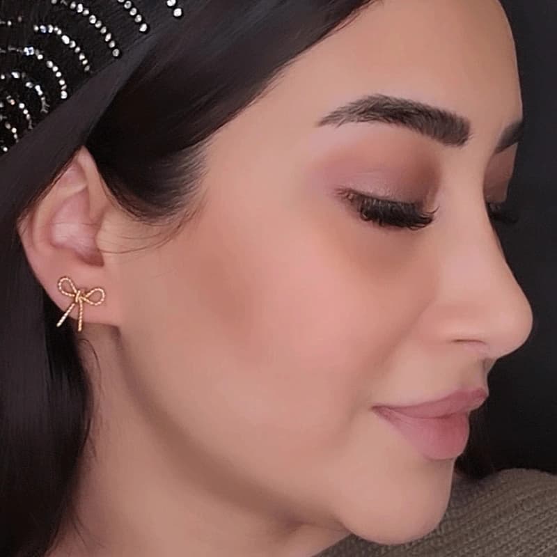 گوشواره میخی طرح پاپیون طلایی ژوپینگ