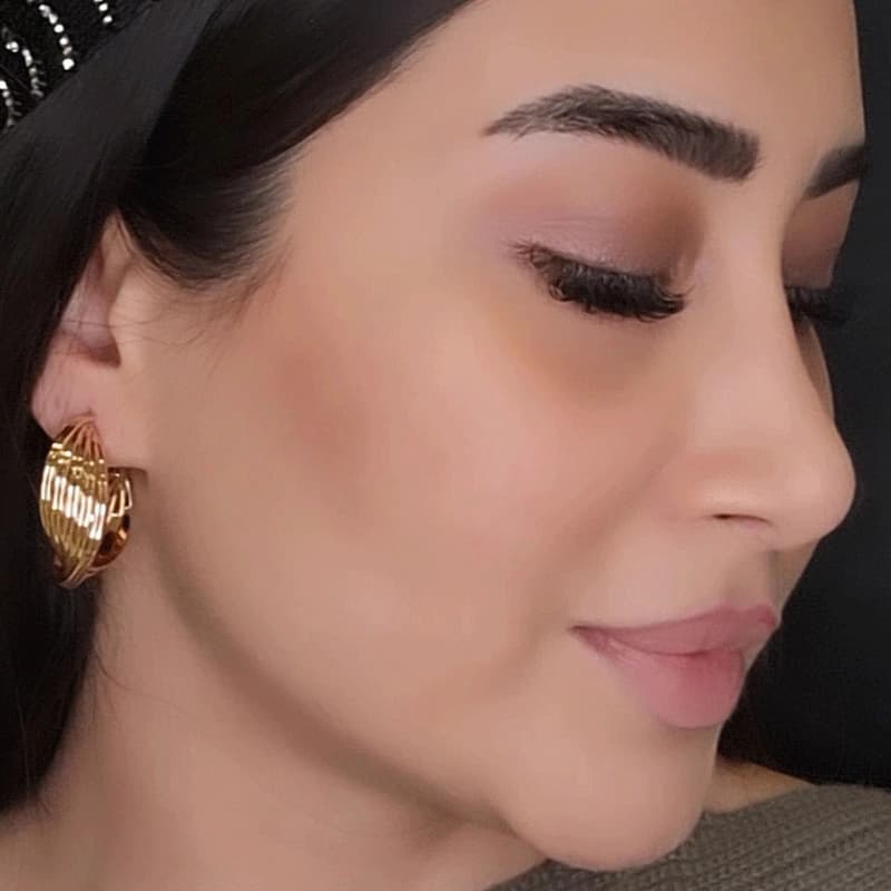 گوشواره حلقه ای شیاردار رنگ طلایی ژوپینگ
