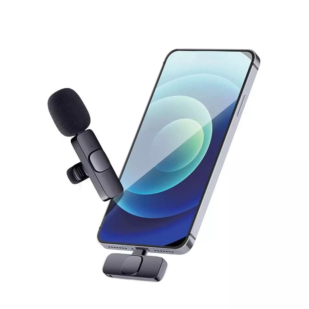 میکروفن یقه ای بی سیم لایتنینگ و تایپ سی K8 — تصویر ۲