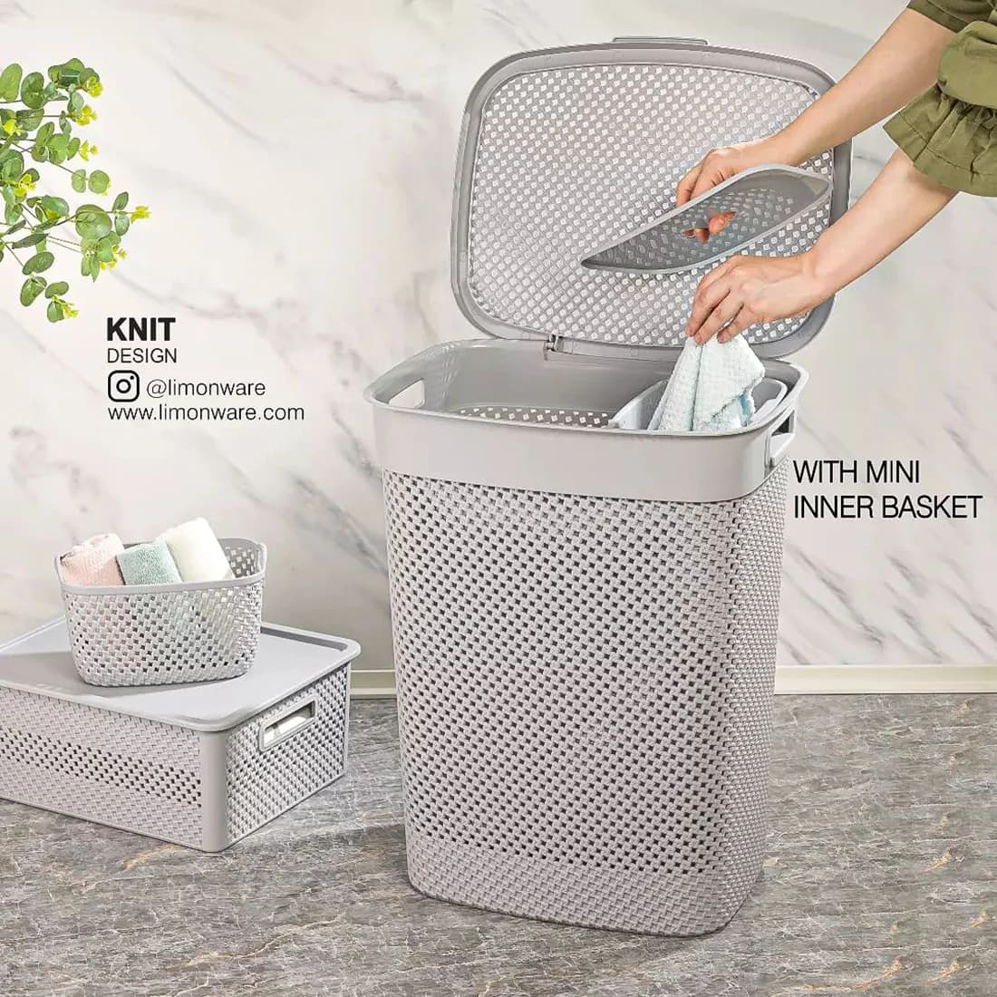 سبد رخت درب دار بزرگ طرح بافت لیمون*کد213635 — تصویر ۳