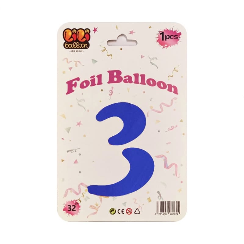 بادکنک فویلی عدد3 آبی 32اینچ لی لی بالن