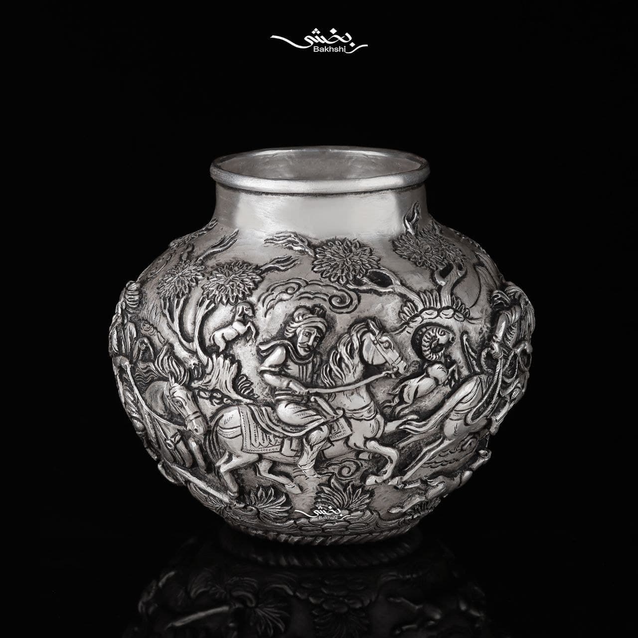 گلدان نقره شکم دار حجمی اعلا