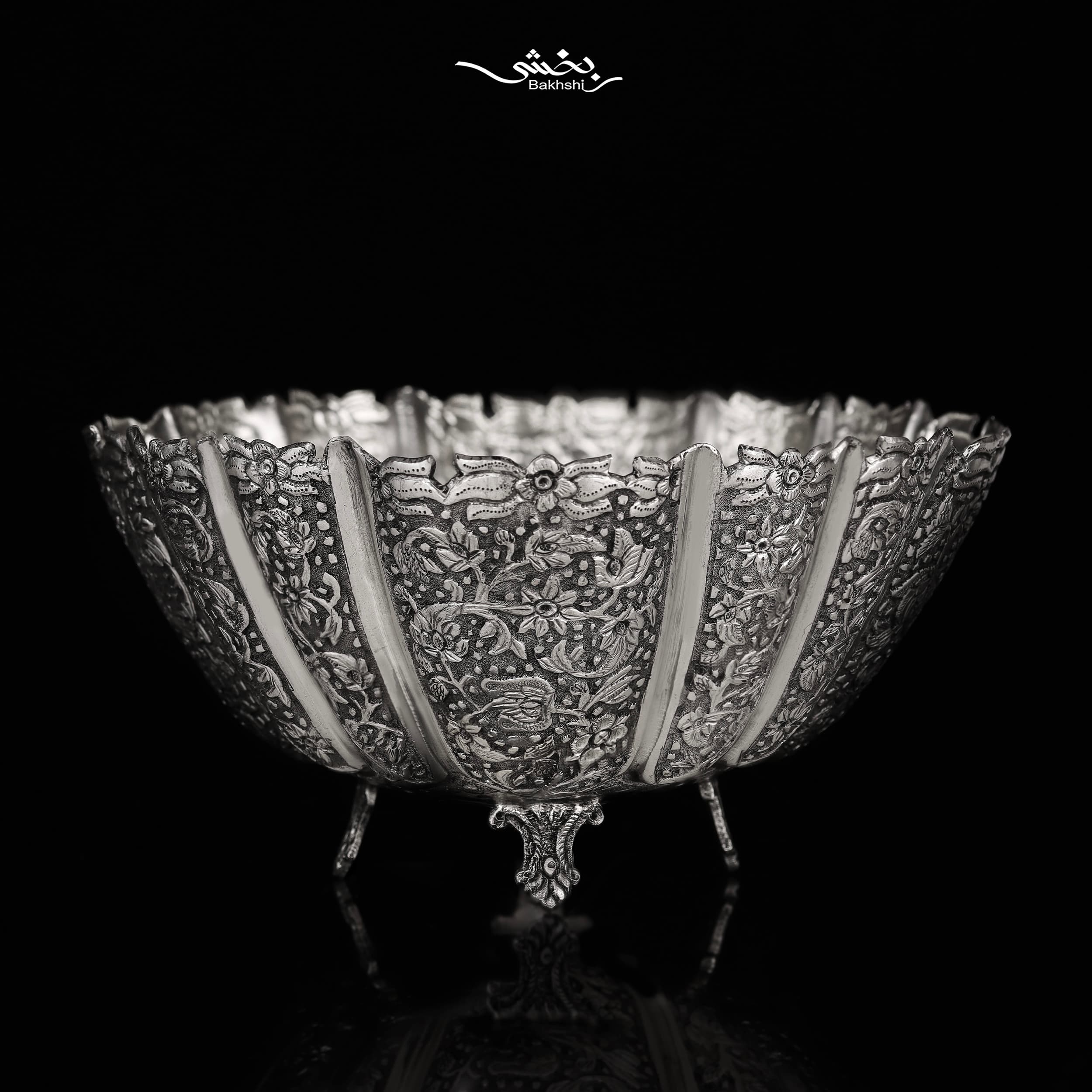 ظرف نقره بیضی گل و مرغ درجه یک — تصویر ۲