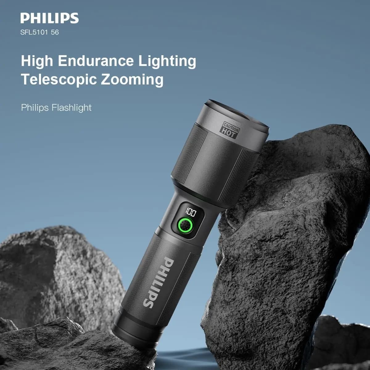 چراغ قوه فیلیپس 4500mAh | PHILIPS SFL5101 2000LM زوم تلسکوپی — تصویر ۲