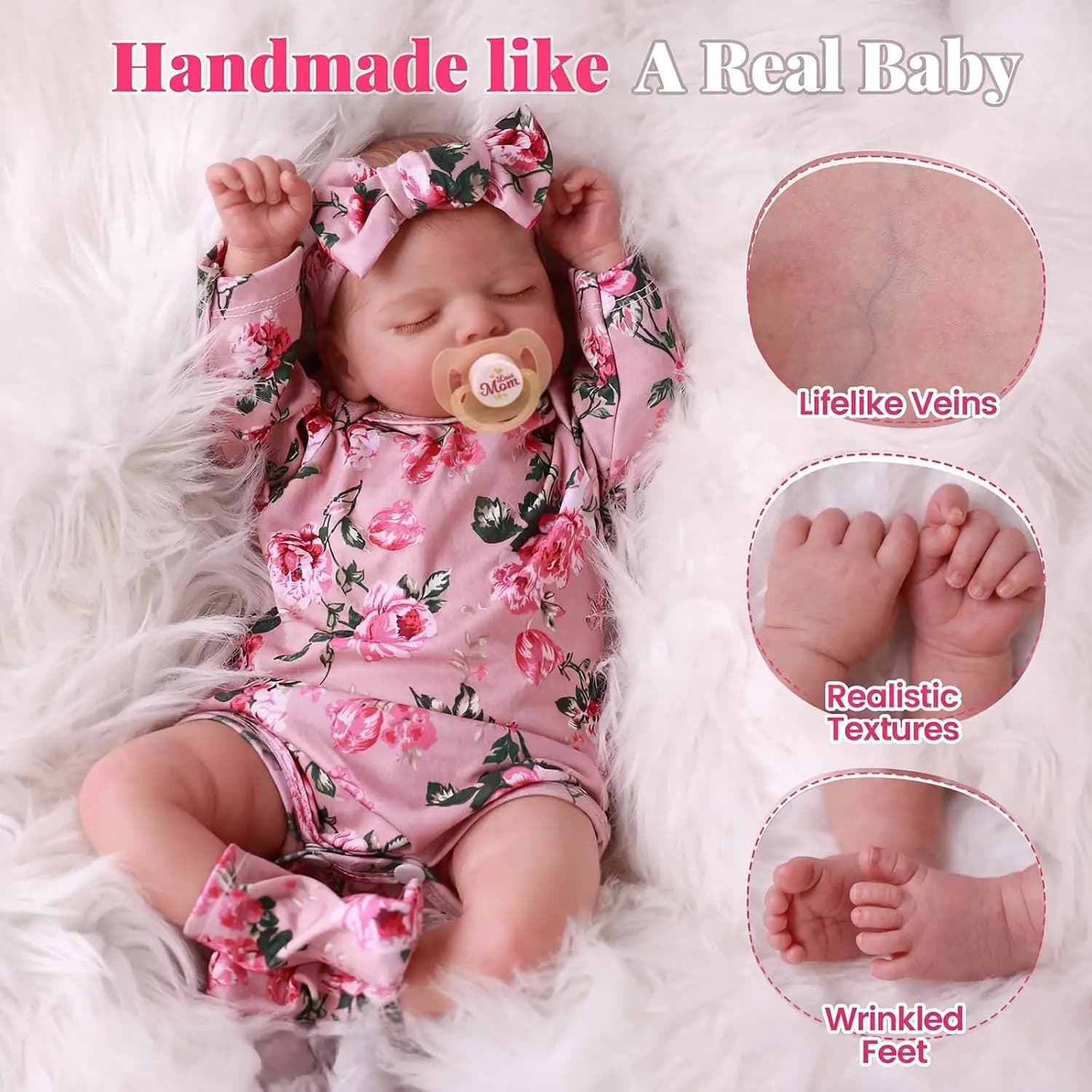 عروسک بیبی رایبورن BABESIDE مدل RSG002CGWA-TC3 | BABESIDE Baby Doll 20 inch — تصویر ۳