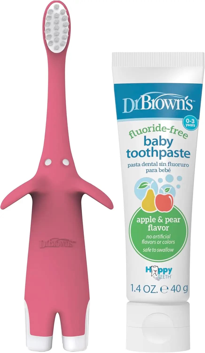مسواک کودک دکتر براونز | Dr. Brown’s Infant-to-Toddler Set صورتی فیل 1.4oz — تصویر ۲