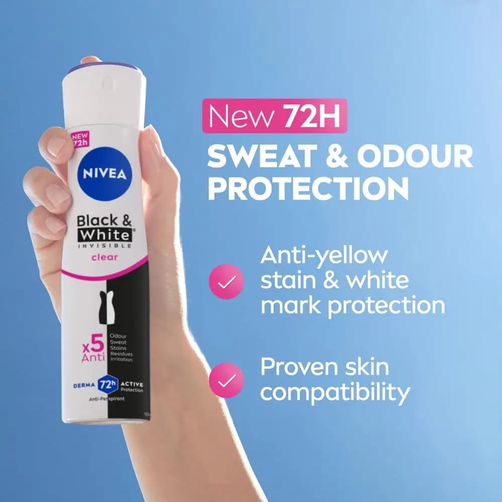 اسپری ضدتعریق نایوآ | NIVEA Black &amp; White 72H 2×150ml — تصویر ۲
