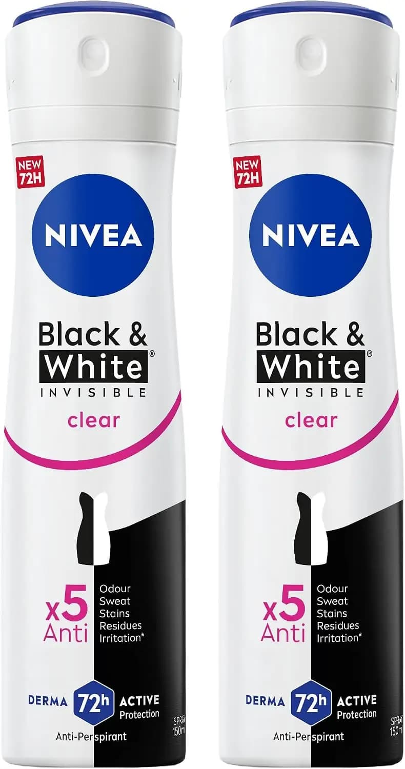 اسپری ضدتعریق نایوآ | NIVEA Black &amp; White 72H 2×150ml