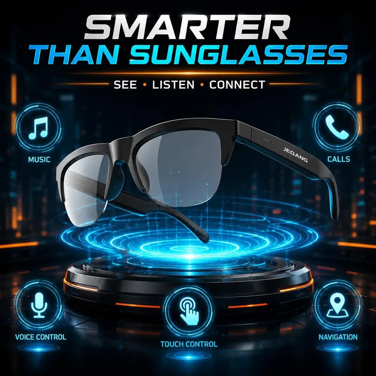 عینک هوشمند بلوتوث 5.4 | Smart Glasses aishini مدل SMARTGLASS1 — تصویر ۲