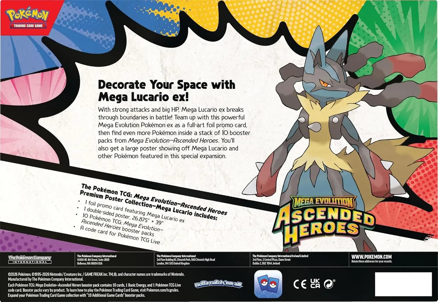 پوکمون تی‌سی‌جی Mega Evolution—Ascended Heroes | مجموعه پوستر پریمیوم Mega Lucario | Pokémon — تصویر ۲