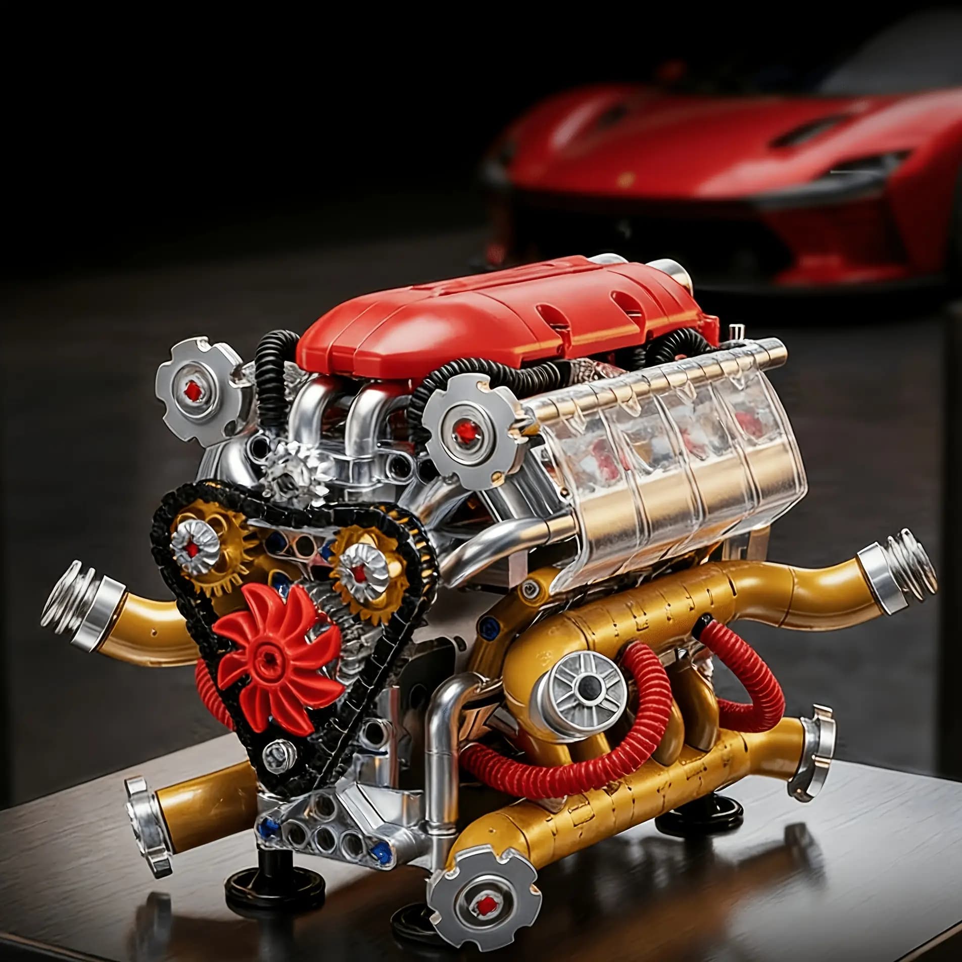 مجموعه مدل موتور V8 با قطعات ساختمانی (بازی شبیهسازی)