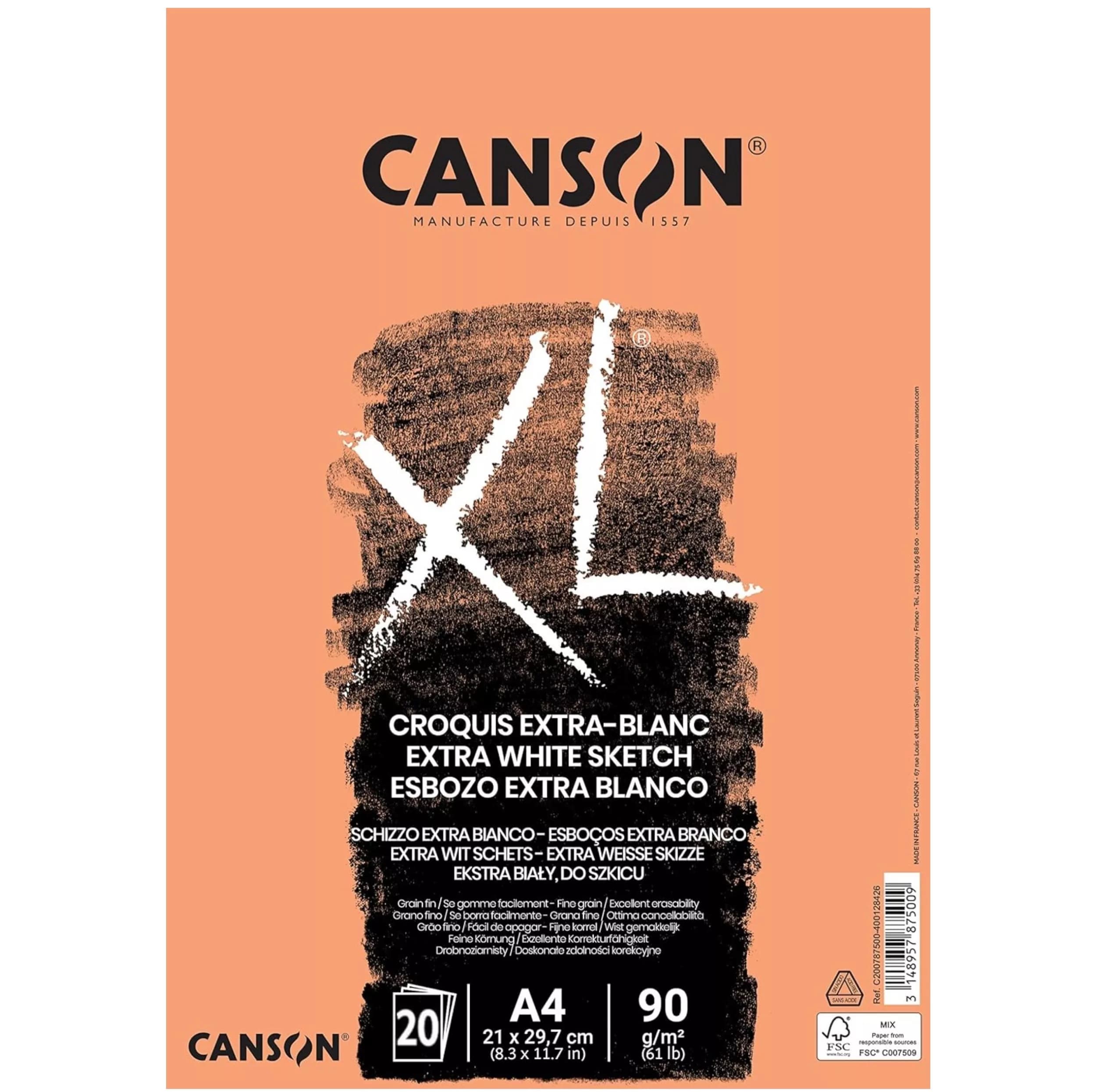 کاغذ طراحی کانسون مدل XL کد 90gsm سایز 29.7 × 21 سانتی متر بسته 20 عددی
