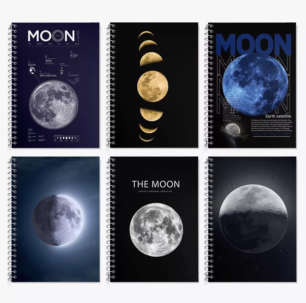 دفتر زبان 50 برگ خندالو مدل دو خط طرح ماه (Moon) کد 860 مجموعه 6 عددی