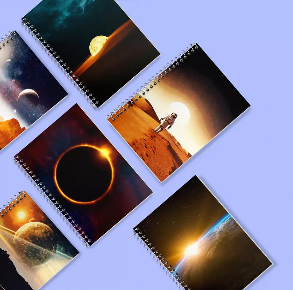 دفتر زبان 50 برگ خندالو مدل دو خط طرح فضانورد و فضایی کد 859 مجموعه 6 عددی — تصویر ۸
