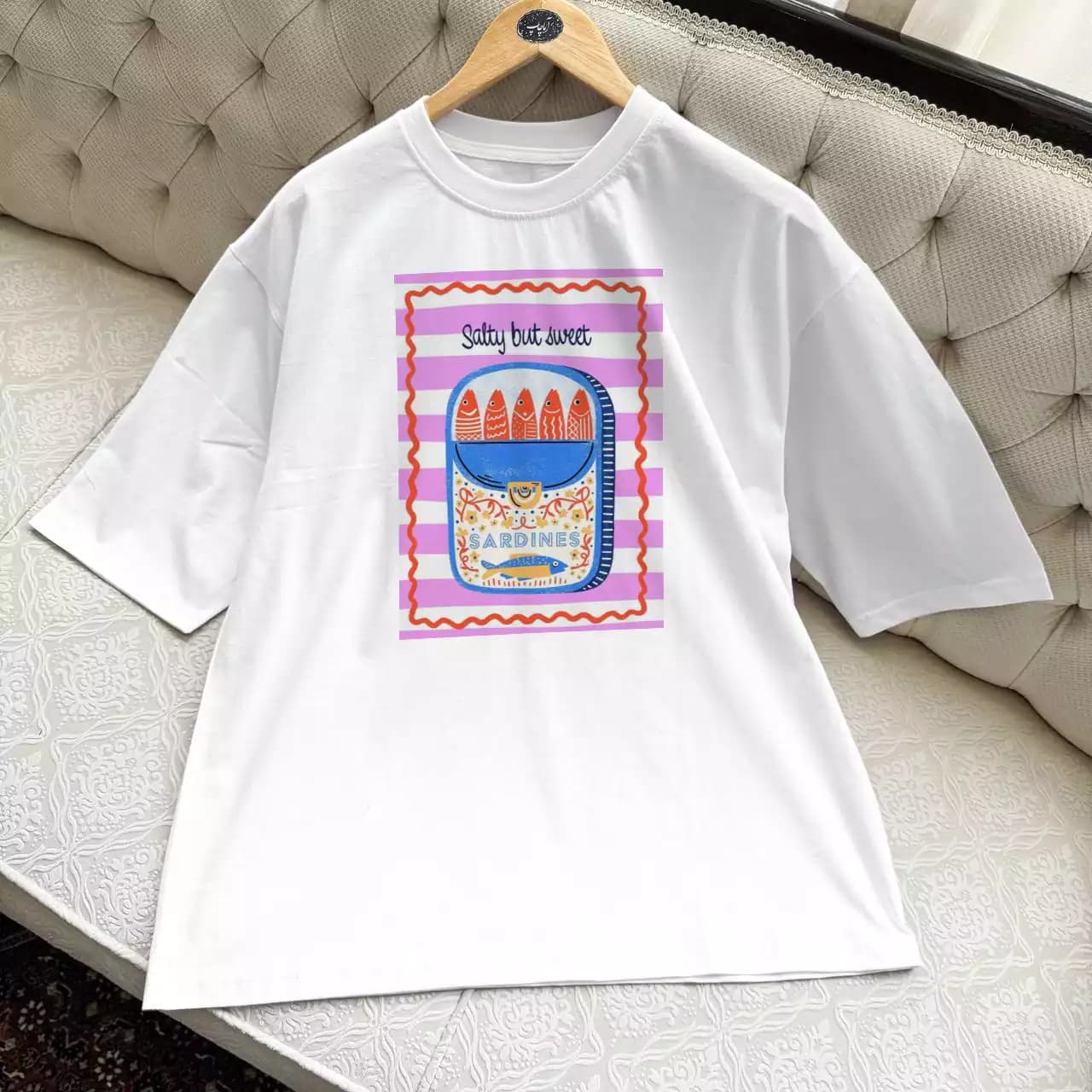 تیشرت نخ پنبه طرح ساردین Salty but sweet