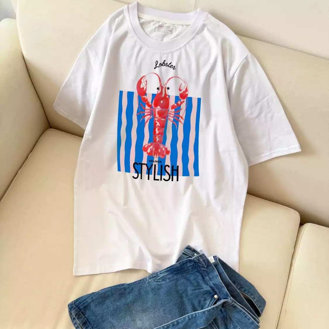تیشرت نخ پنبه طرح Lobster Stylish