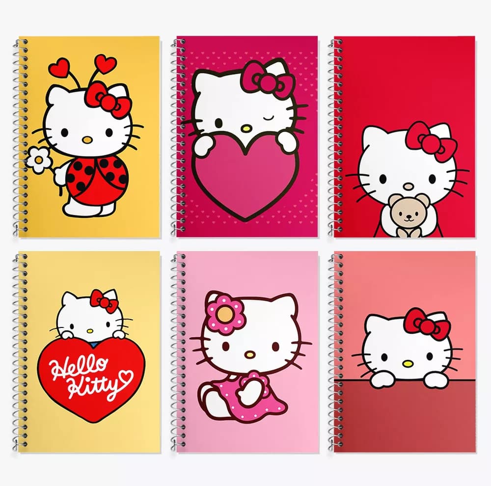 دفتر زبان 50 برگ خندالو مدل دو خط طرح هلو کیتی (Hello Kitty) کد 285 مجموعه 6 عددی