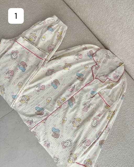 ست بلوز شلوار راحتی جلو دکمه 1029