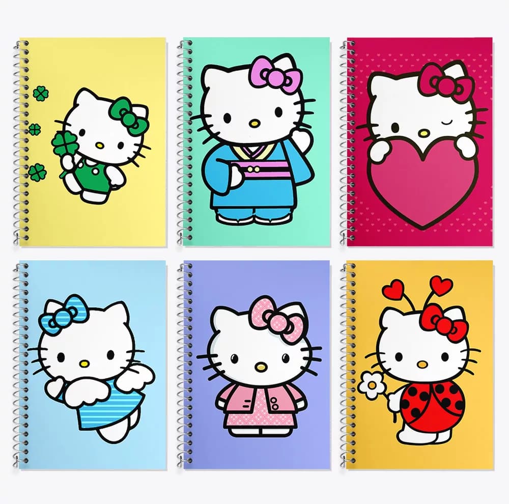 دفتر زبان 50 برگ خندالو مدل دو خط طرح هلو کیتی (Hello Kitty) کد 283 مجموعه 6 عددی