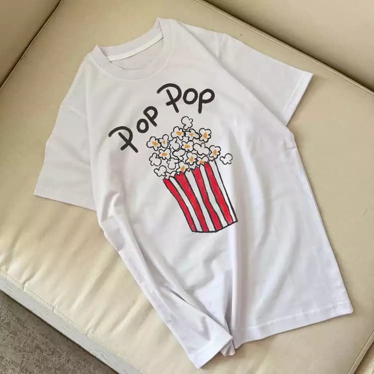 تیشرت نخ پنبه طرح پاپ کورن Pop Pop